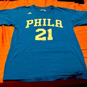 Size Medium. Men’s Joel Embiid Shirt. Blue. 76er’s.